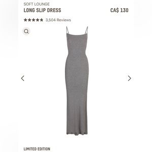 SKIMS Long Glitter Slip Dress in Grey - Size Large NWT